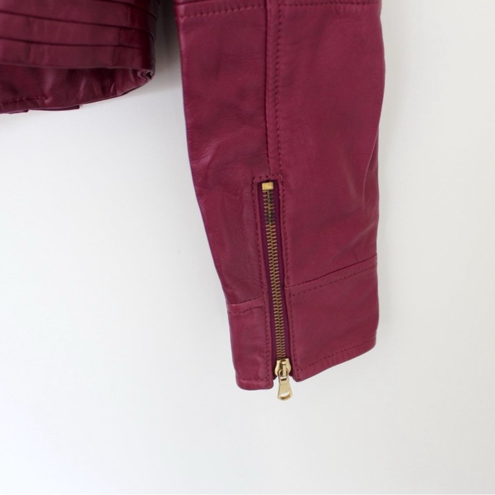 Red Valentino Raspberry Red Leather Jacket - Picture 5 of 9